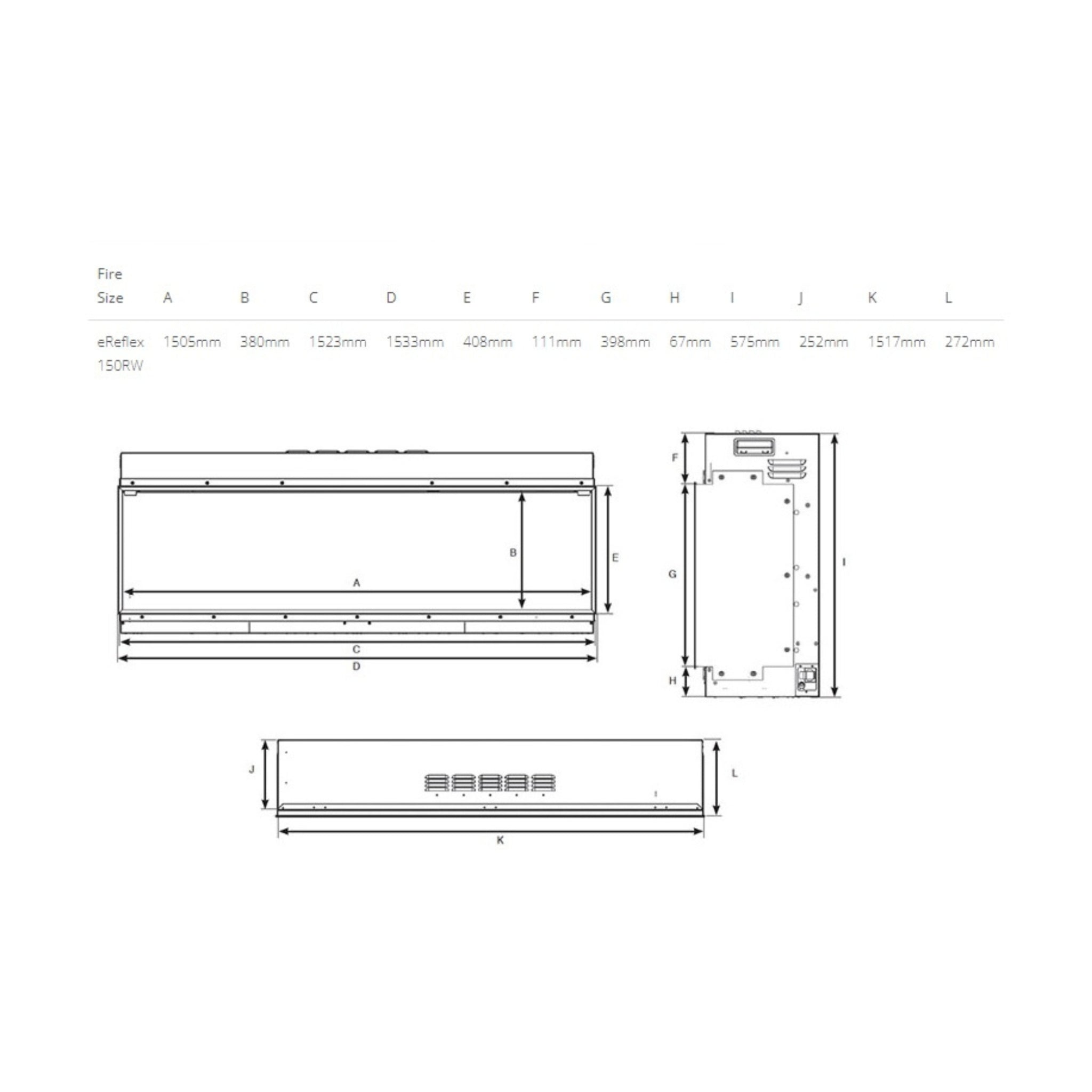 Gazco eReflex 150rw (1505mm Wide)