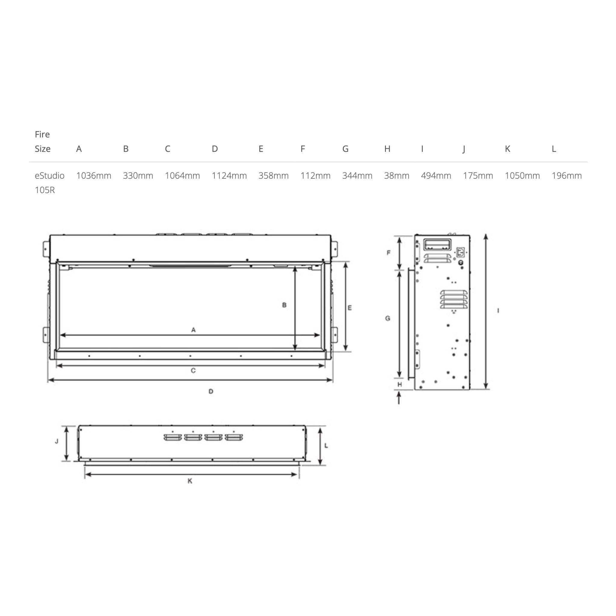 Gazco eStudio 105R (1050mm Wide)