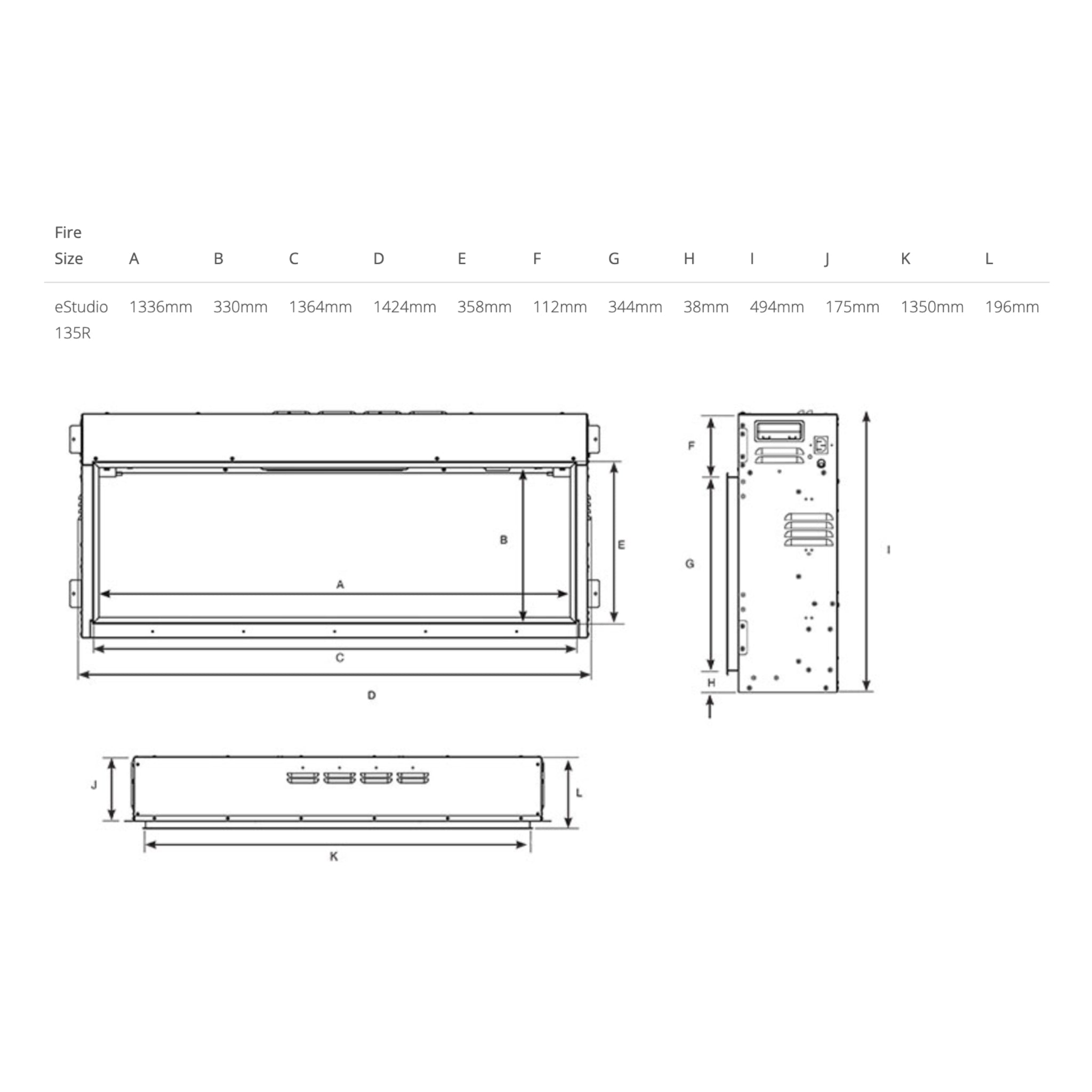 Gazco eStudio 135R (1350mm Wide)